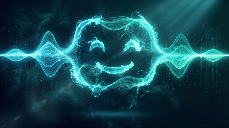 Abstract sound waves forming a friendly shape